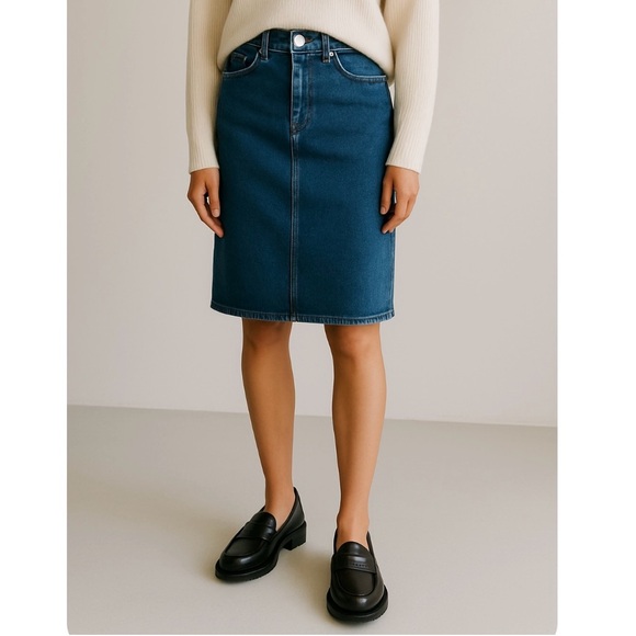 Anthropologie Pilcro Denim Knee Length Skirt Classic 90s Minimalist Preppy